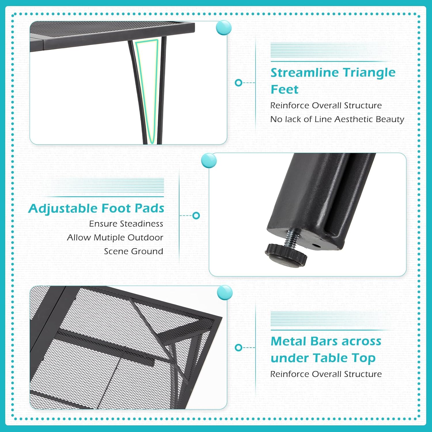 AECOJOY 39.4" Outdoor Patio Dining Table for 4, Square Metal Patio Table with 1.6" Umbrella Hole, All-Weather Resistant Outdoor Furniture Tables for Patio, Backyard, Garden, Poolside (Dark Grey)