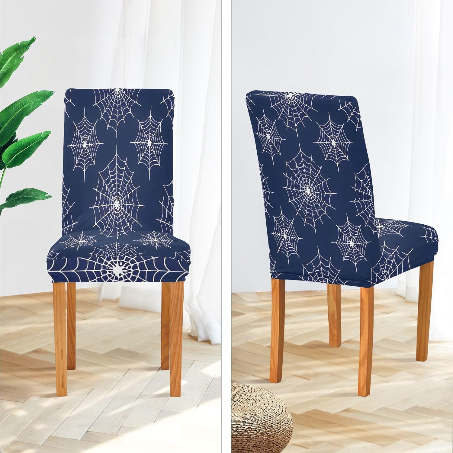 ALAZA Chair Covers for Dining Room, Cobweb Pattern Stretch Chair Cover Sets Chair Protector Removable Washable for Ktichen Restaurant Hotel
