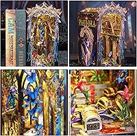 Vista 4 de ISSEVE Kit de rincón de libros, rompecabezas de madera 3D, kit de casa en miniatura para decoración de estante de rincón de libros, soporte mágico