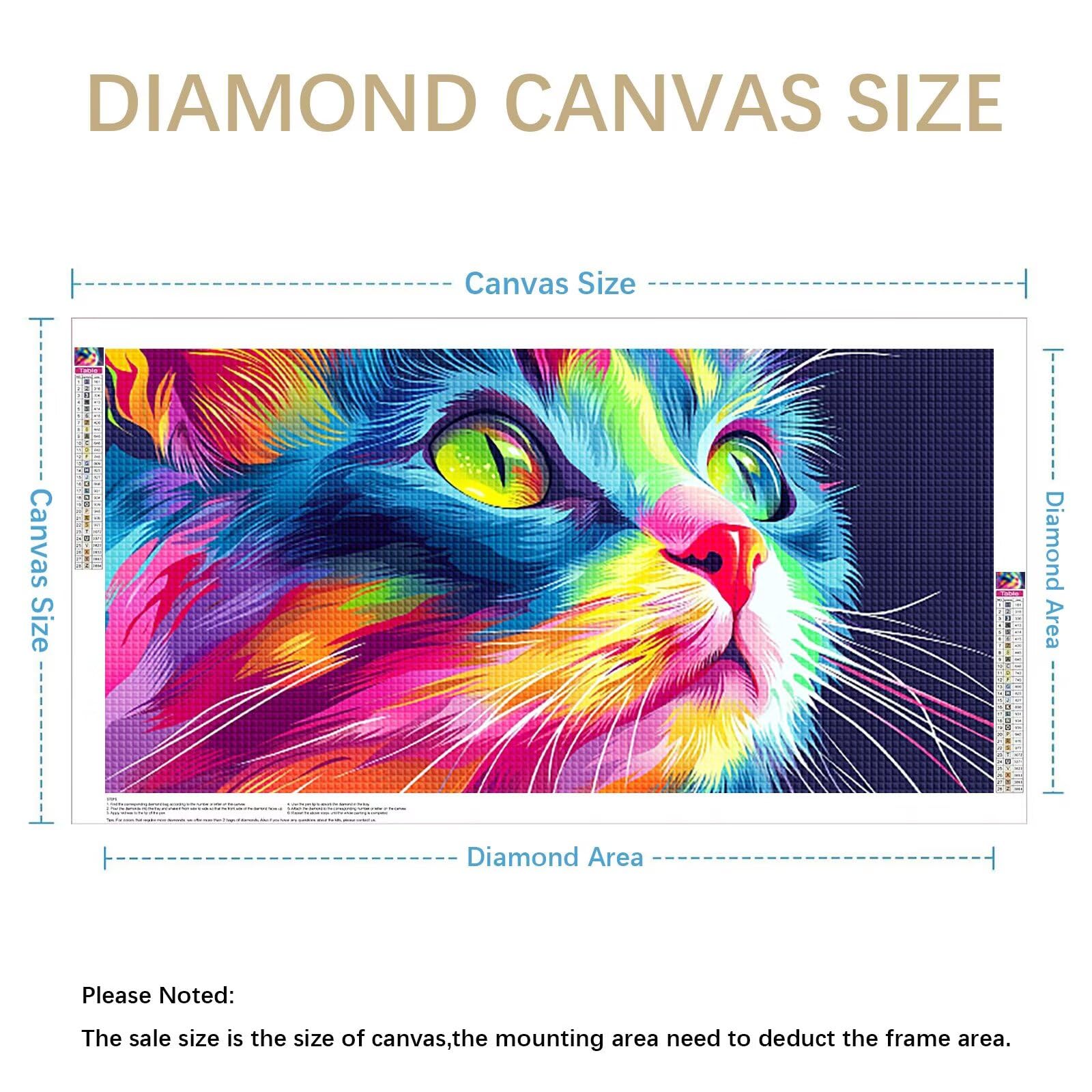 Diamond Painting Adultos Gato Pintura Diamante, Vistoso Diamond Painting 5D Completo, DIY Cuadrado Bordado Punto de Cruz Cuadros de Diamantes Kit para Decoracion Hogar, Regalo Mujer 160x80cm 0J-374