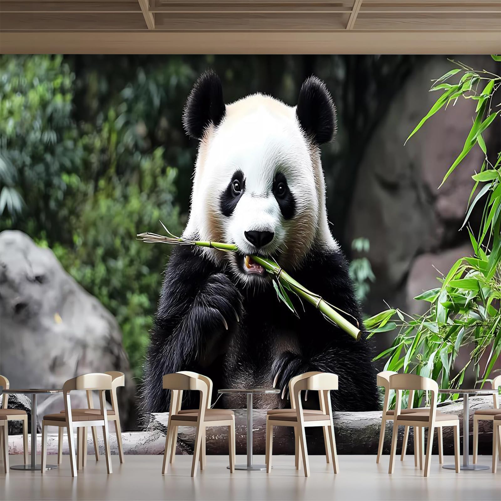 Générique Papier Peint Panoramique 3D 366x254 cm Panda Non-tissé Murale Maison Décoration Intérieure Est Animaux pour Chambre Salon Mur TV Artistique Poster Décoration Murale 1M1054