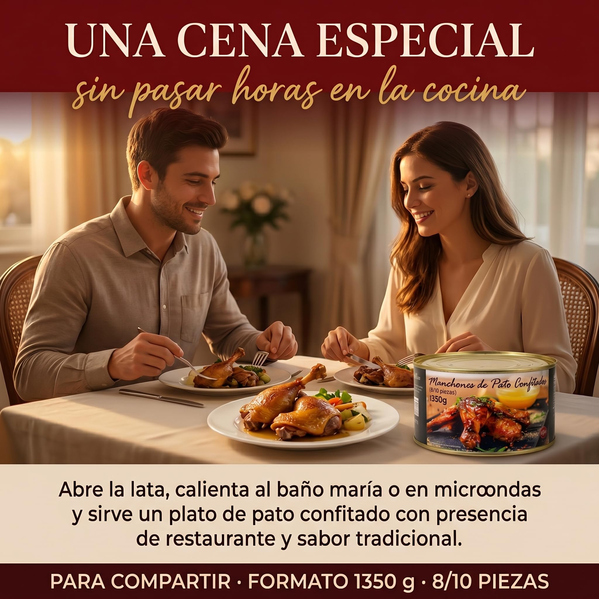 POLGRI Confit de Pato Manchones Lata 1350 g 8/10 Unidades Conserva Gourmet