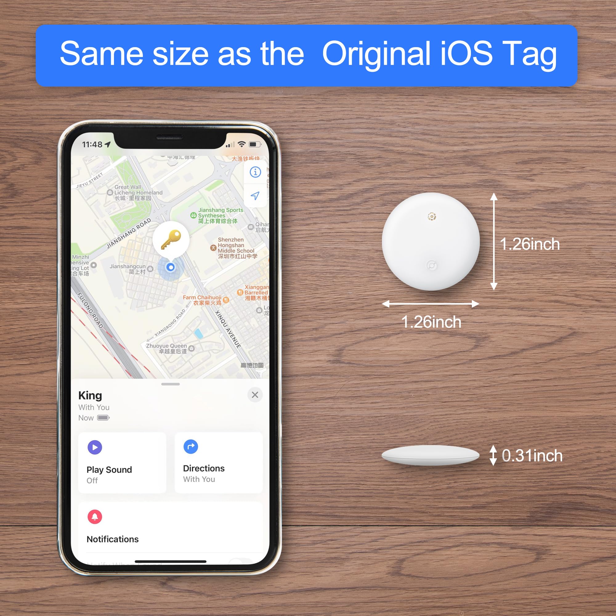 Confezione da 2 Smart Air Tracker per Apple Find My (solo iOS), localizzatore di chiavi per bagagli, portafogli, biciclette e altro ancora, impermeabile IPX6, viene fornito con 2 cordini in
