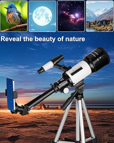 Miniatura 5 de Telescopio astronómico de 2.756 in para principiantes con longitud focal de 11.811 in, aumento de hasta 150 veces - Regalo ideal para adultos y