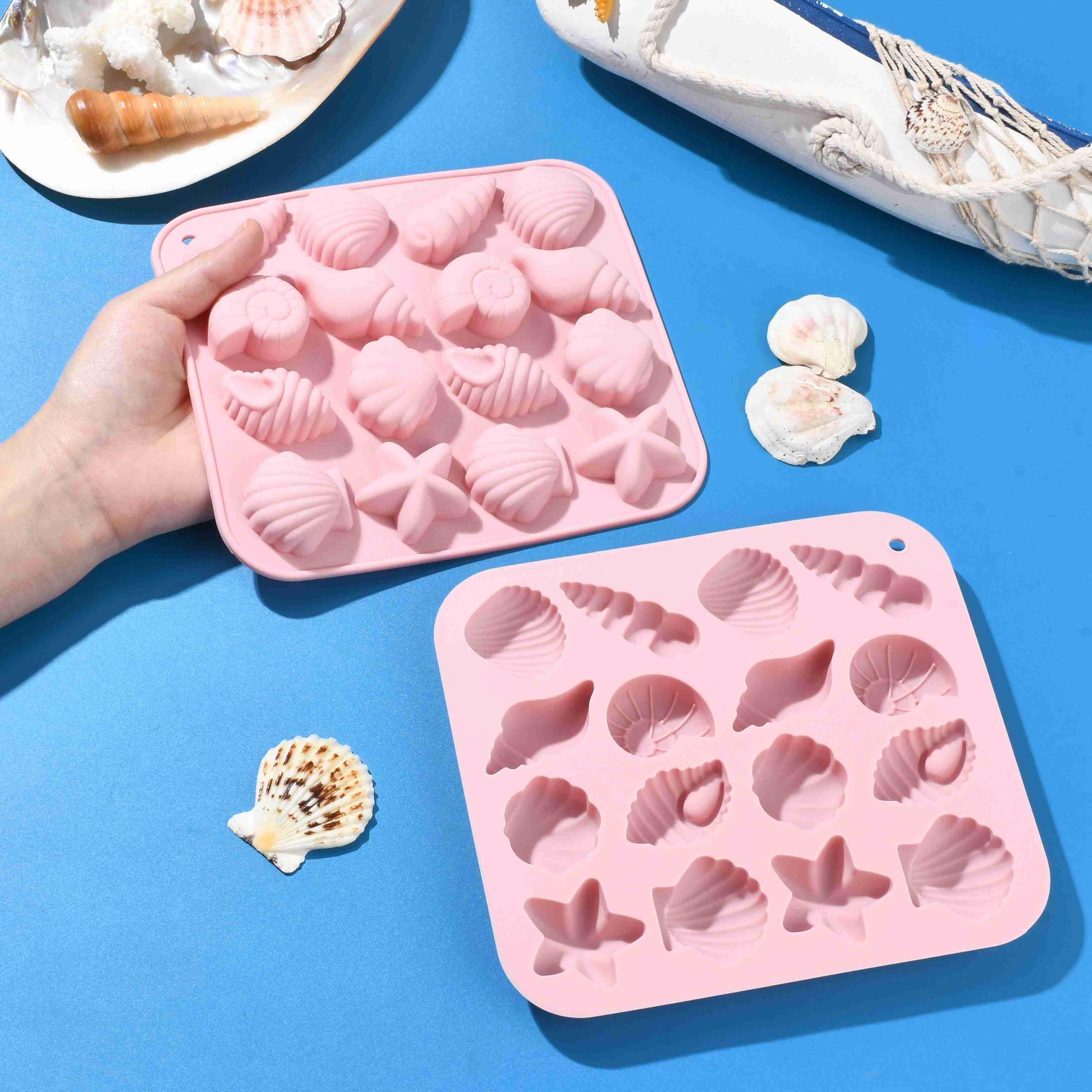 UR URLIFEHALL 2 Pcs Sea Theme Silicone Moulds Conch Shell Silicone Baking Moulds for DIY Cake Chocolate Candy Ice Cube Jewellery Making - Image 4