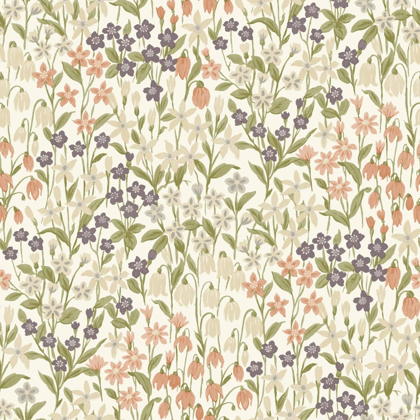 Grandeco Bluebell Wood Floral Leaf Textured Wallpaper, Neutral