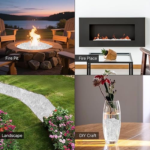 Miniatura 6 de Mr. Fireglass Vidrio de fuego triturado para hoguera natural o de propano, 10 libras de vidrio reciclado decorativo para chimenea y paisajismo,