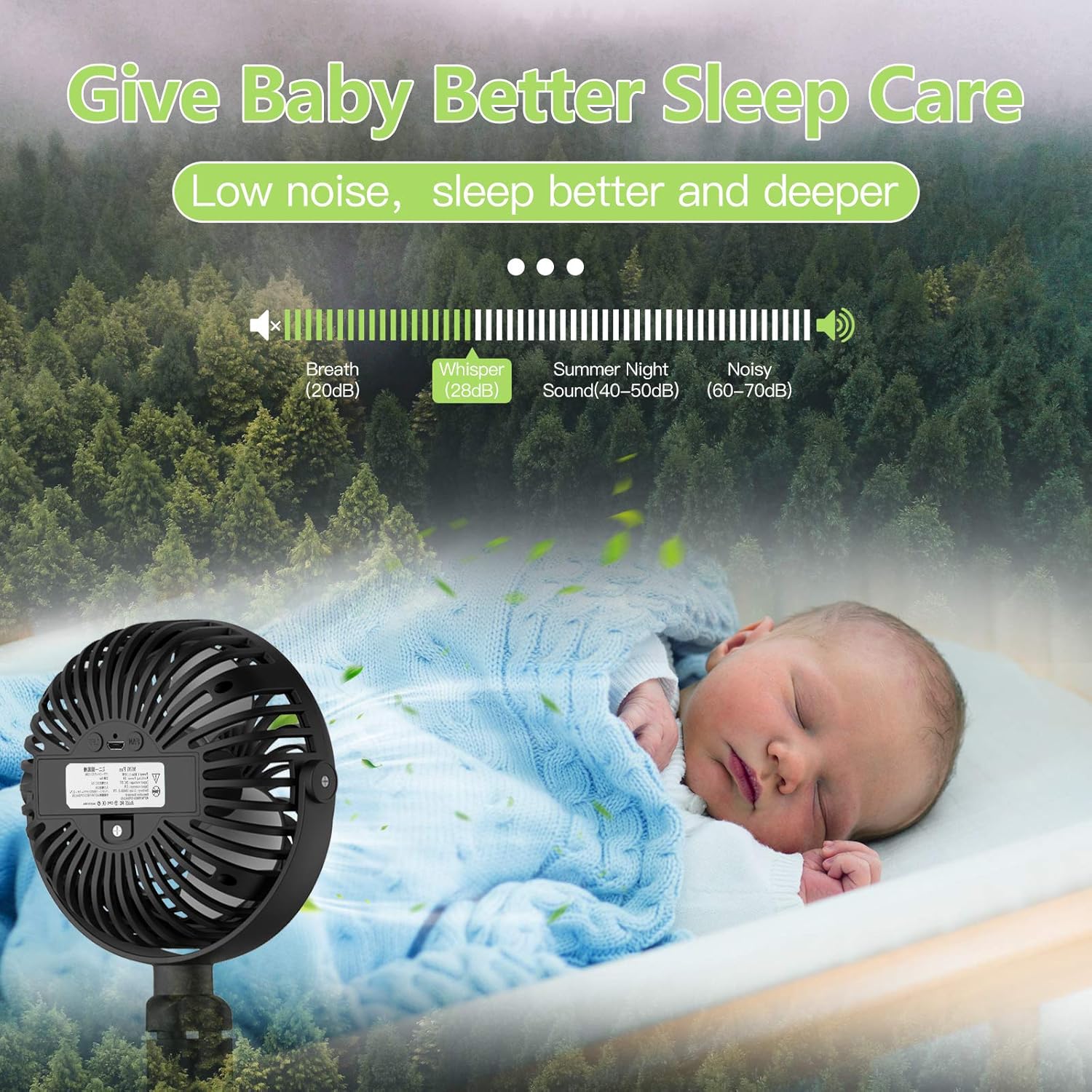 VASG Battery Operated Stroller Fan, Portable Handheld Mini Fan Clip on Fan with Flexible Tripod, USB or Battery Powered Desk Fan, 3 Speeds and Rotatable Personal Fan for Car Seat, Crib, Bike, Camping : Baby