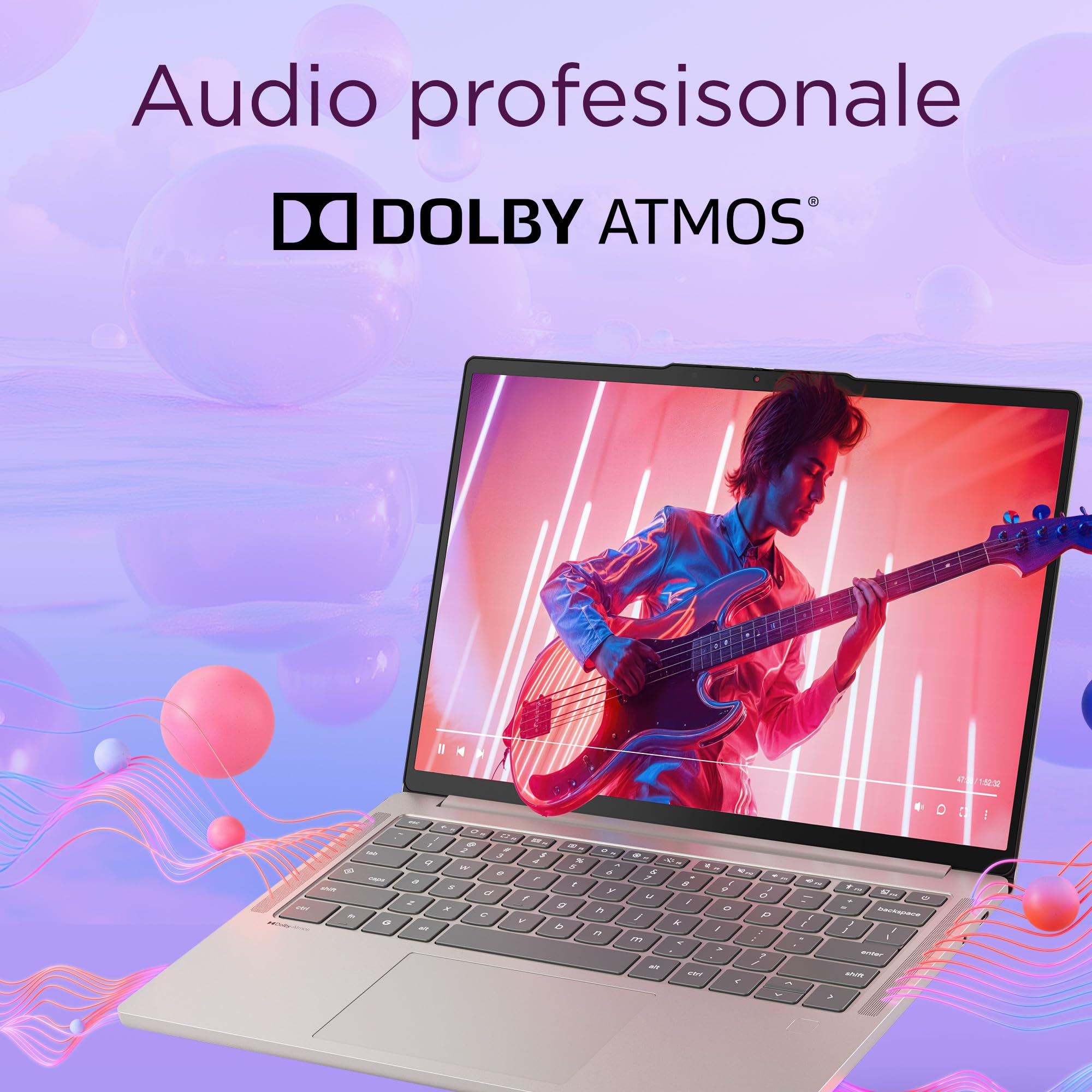 Lenovo Chromebook Plus 14" - Notebook Display OLED WUXGA (1920x1200), MediaTek Kompanio U910, 12GB RAM, 128GB eMMC, Wi-Fi7, ChromeOS - Seashell