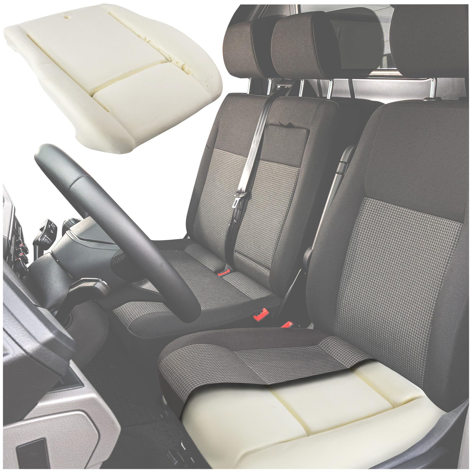 CHROMEMASTER - Compatible con VW T4 Transporter 1990-2003 | Espuma del Asiento, Inserto de Espuma para los Asientos Delanteros; Cambia el Inserto del Asiento y Disfruta de un Nuevo Asiento Cómodo