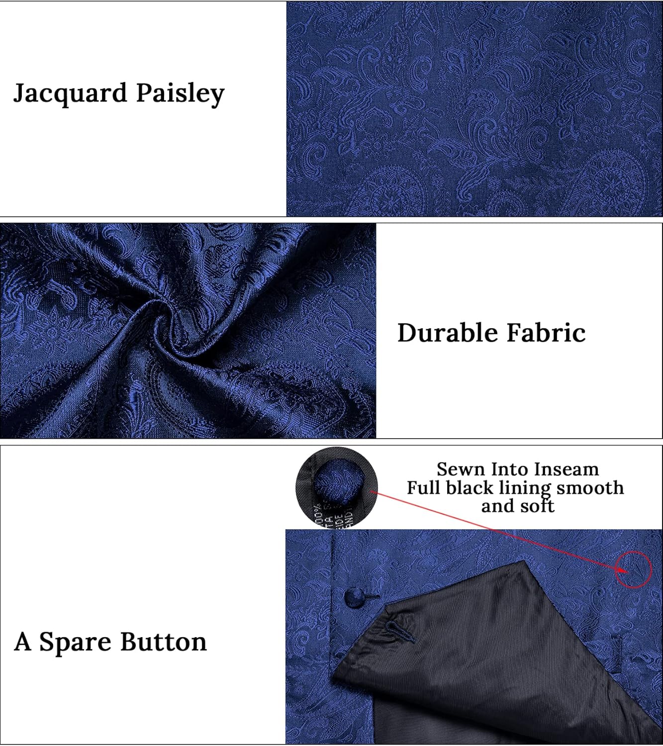 DiBanGu Men's Silk Paisley Vest and Necktie Set 6PCS Pre-tied Bow Tie Formal Waistcoat for Wedding Party