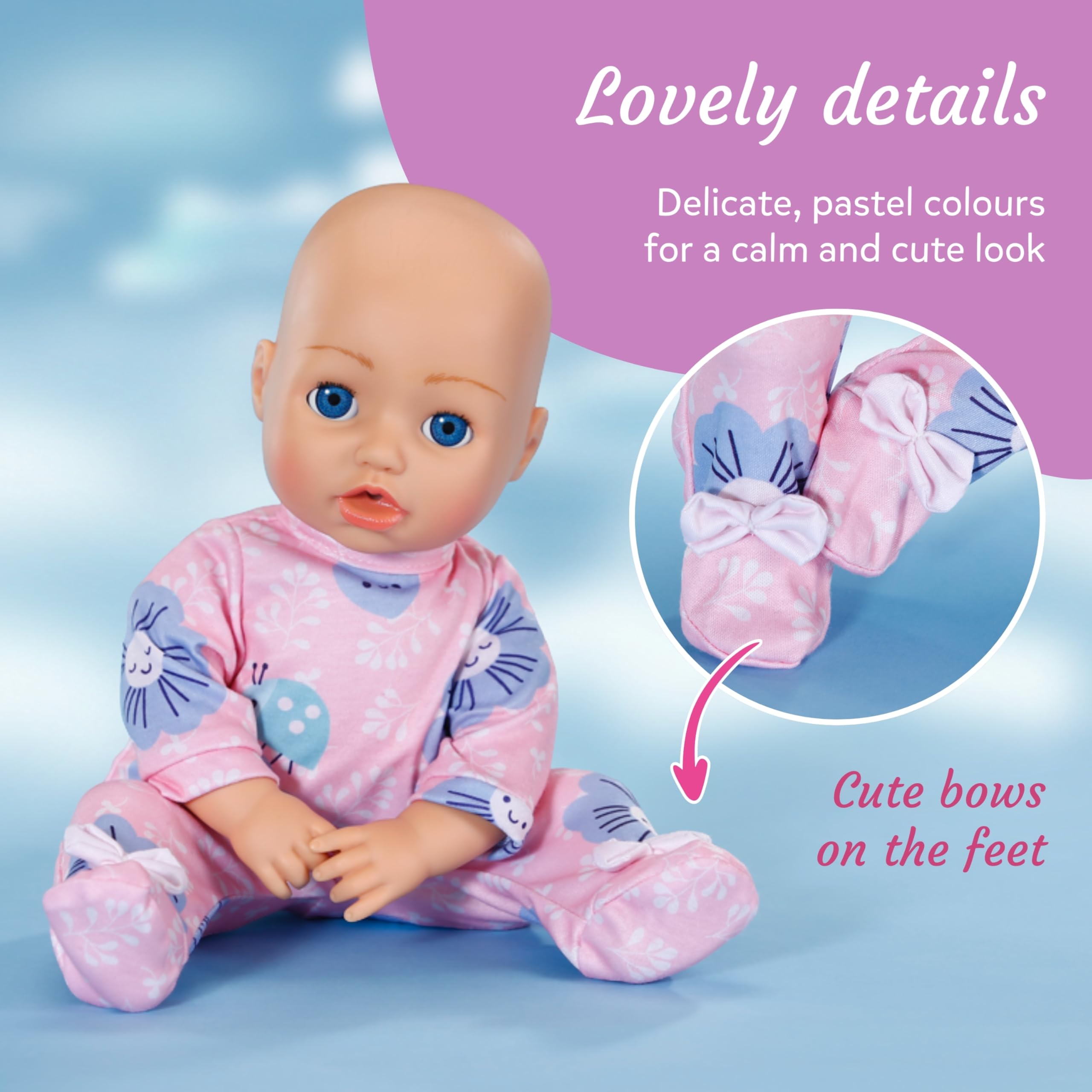 Baby Annabell Pink Romper, Soft fabric with floral patterns, Fits any 43cm Baby Annabell & BABY born dolls doll clothing - Image 3