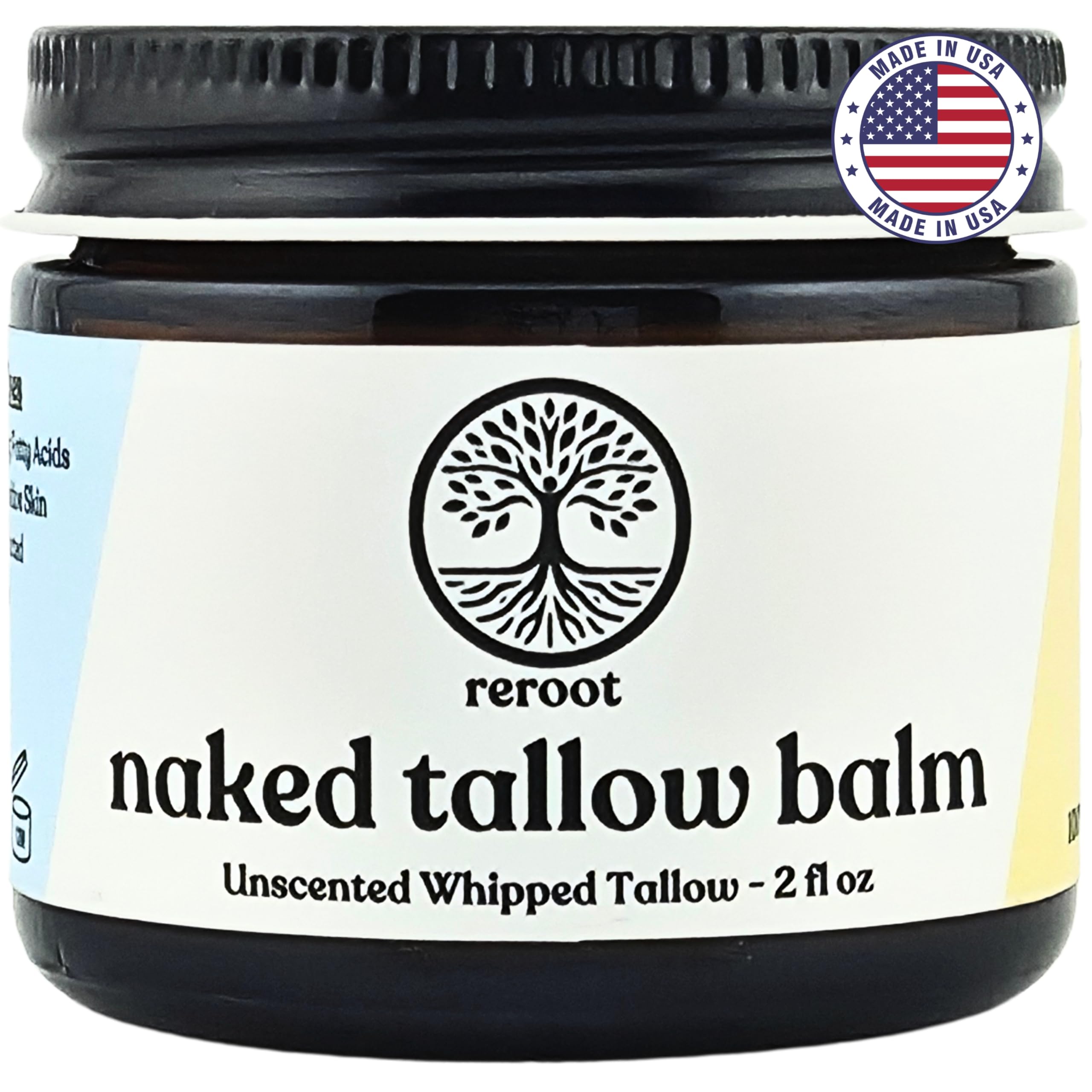 Beef Tallow Balm for Skin | NAKED TALLOW BALM | 1 Ingredient - 100% Grass Fed Tallow | Whole Body & Face Moisturizer | Whipped & UNSCENTED for Sensititve Dry Skin, Babies, Eczema, Psoriasis, Rosacea (2oz)