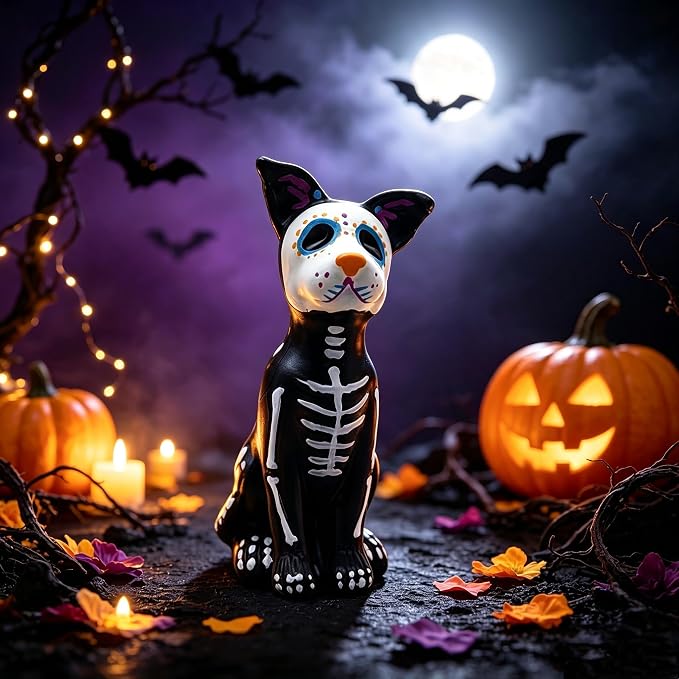 Day of The Dead Dog Figurine, Sugar Skull Dog Statue
