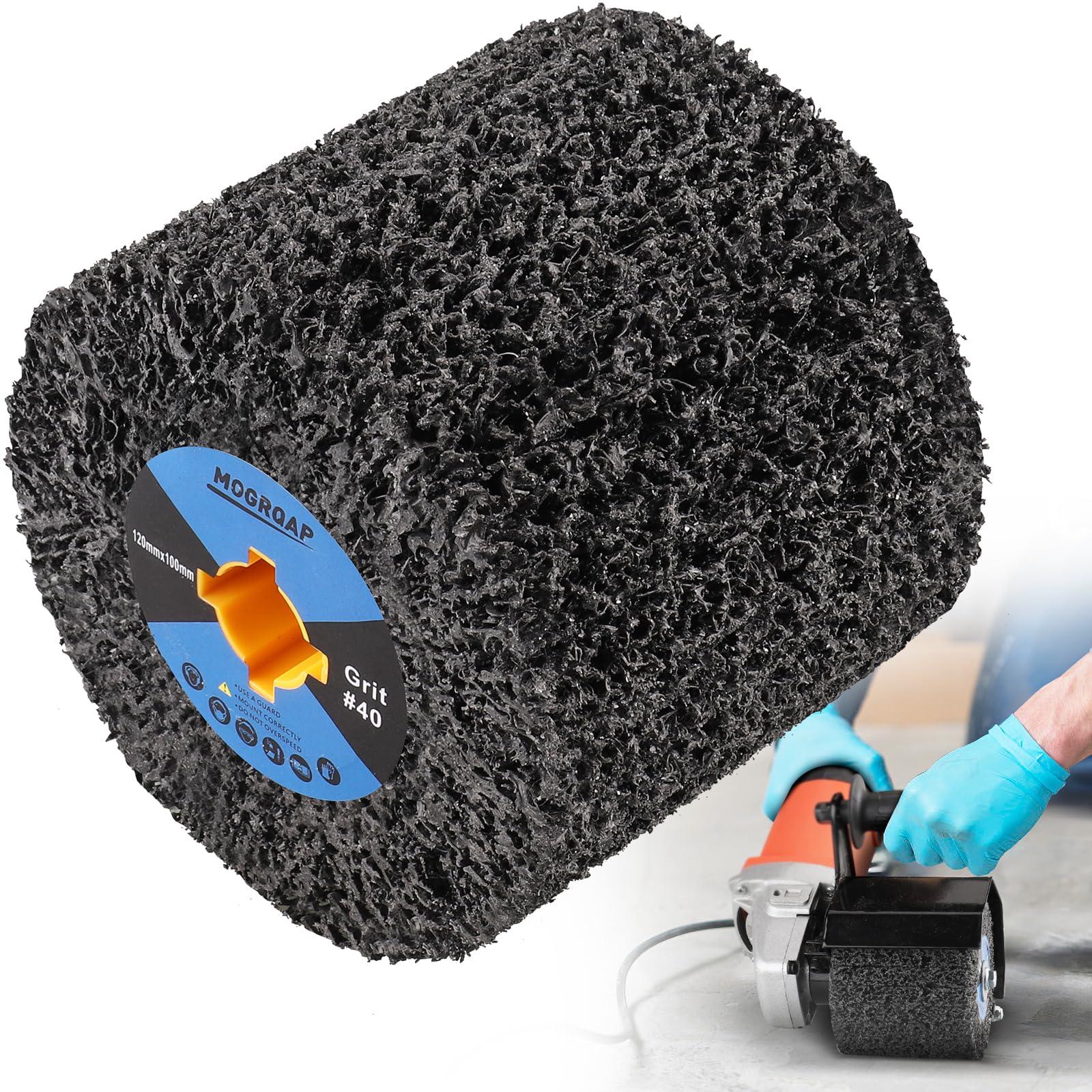 Brosse Rouleau Abrasif 120 x 100 x 19 mm Grain 40, Brosse à Poncer, Rouleaux de Meuleuse Pour le Polissage des Surfaces en Bois et en Métal