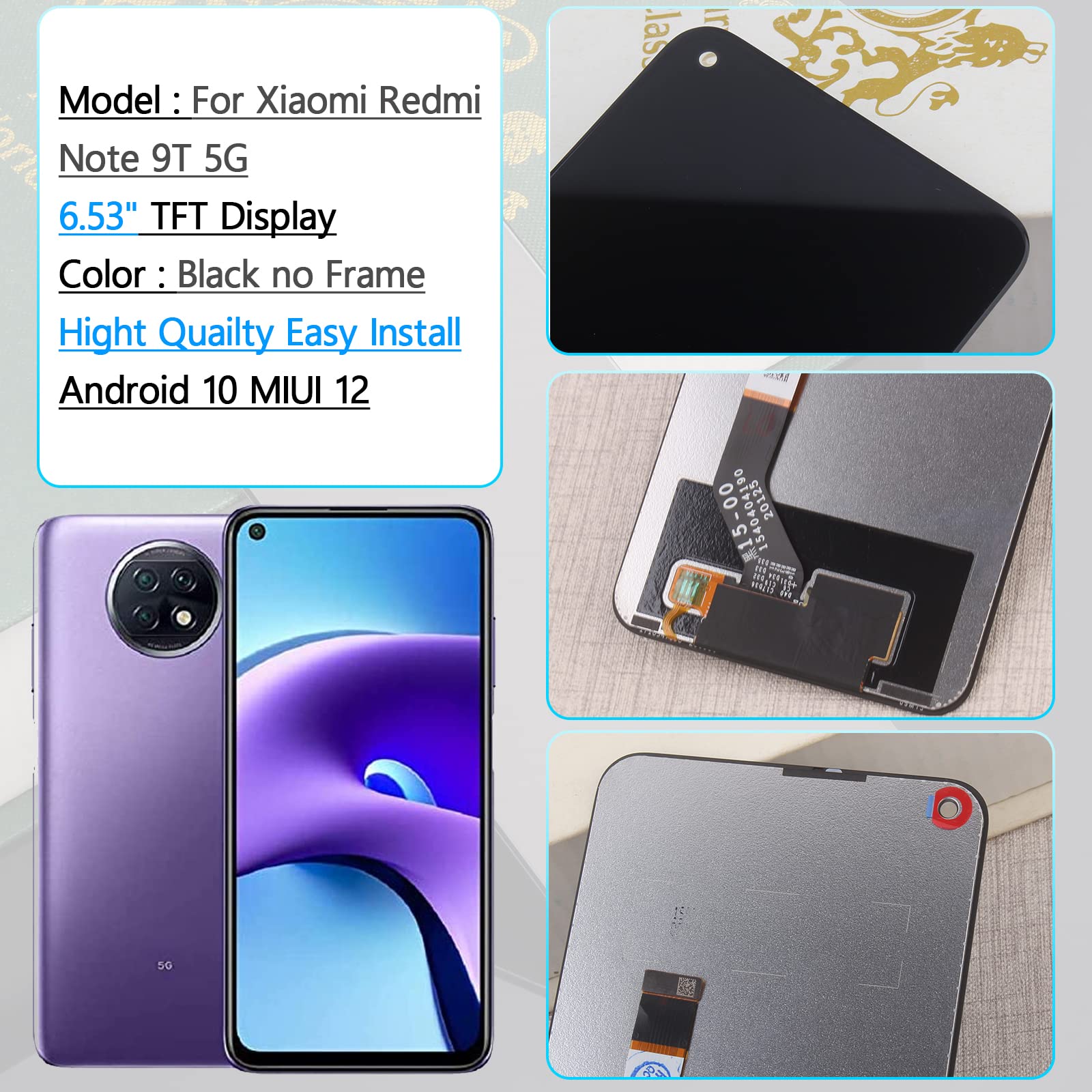 Écran LCD + Vitre Tactile Pour Xiaomi Redmi Note 9T (M2007J22G) - Taille 6.53 Pouces - Avec Outils