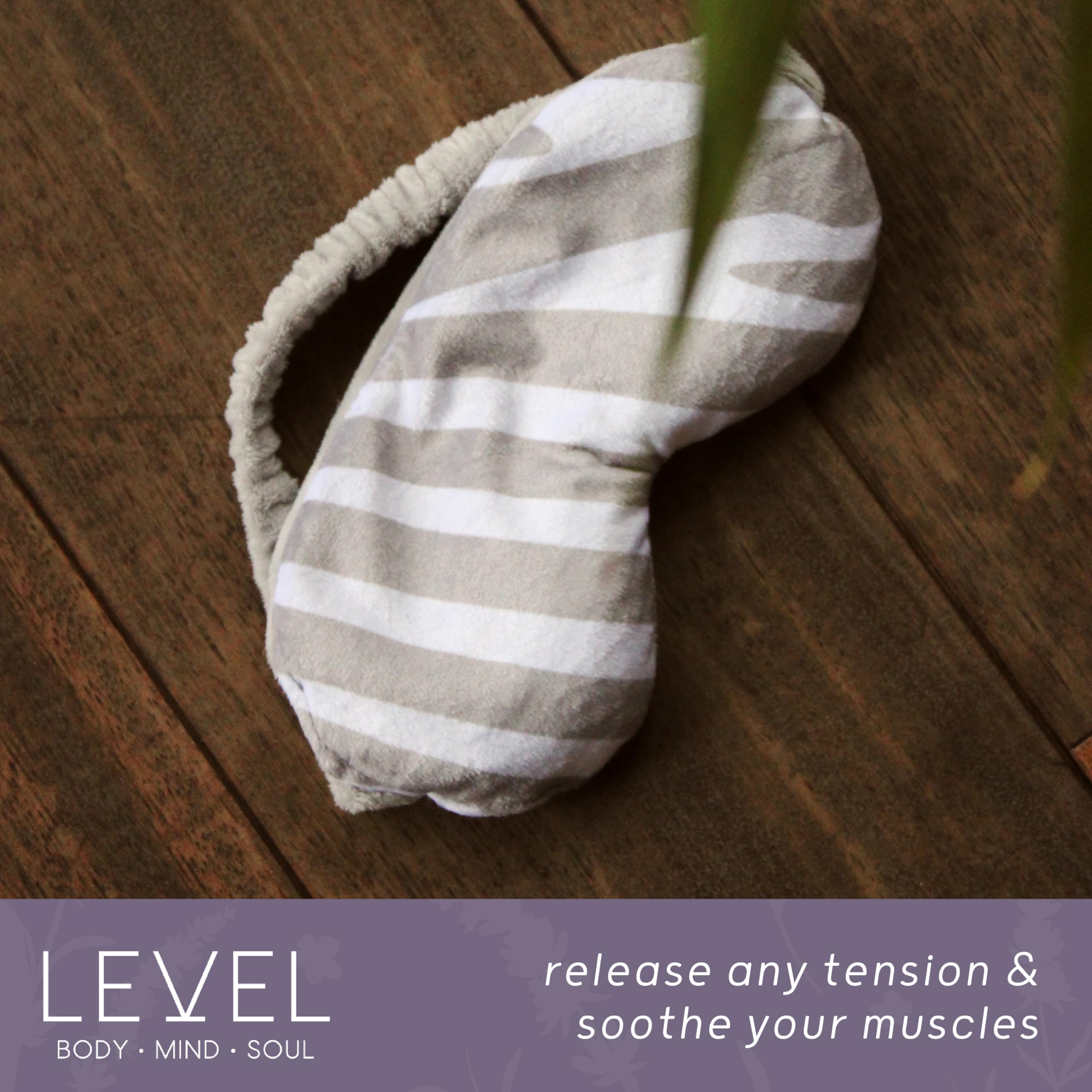 LEVEL Deep Therapy Lavender Weighted Wheat Eye Masks – Microwaveable & Freezable – łagodzące bóle i stres – Migraines, Anxiety & Tension, Nadruk zebry
