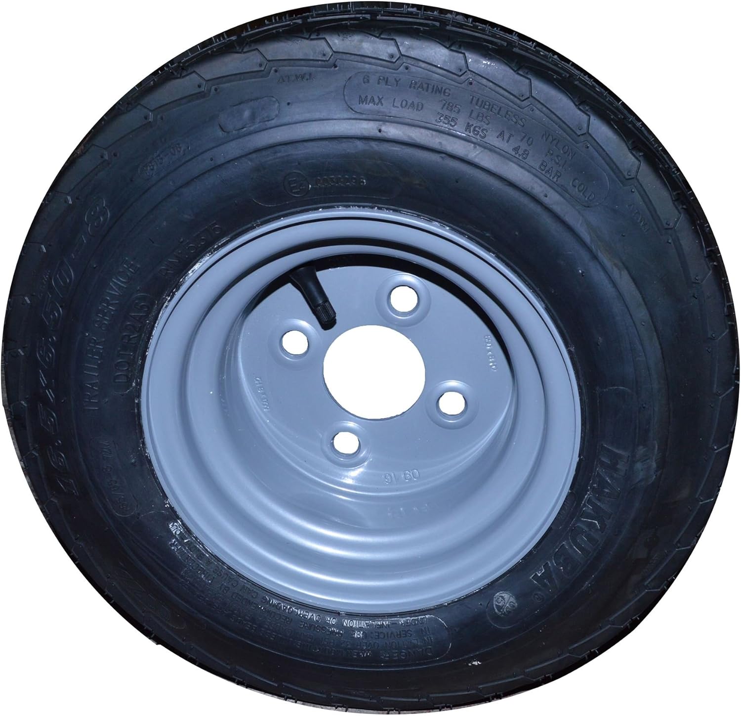 16.5/6.50-8 Trailer Tyre Wheel Rim 100mm PCD 6PLY 4 Stud 72M TRSP46