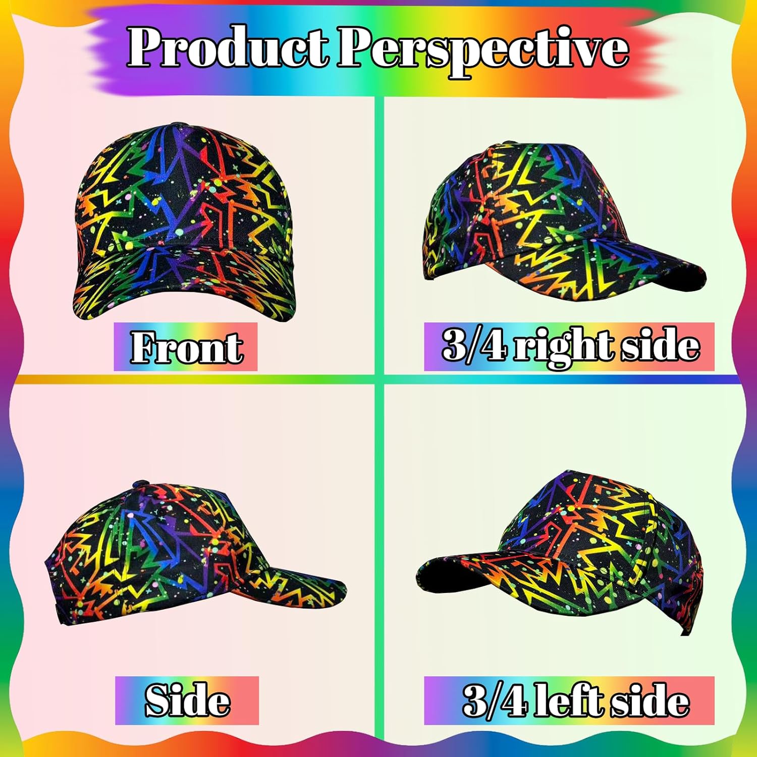 Gay Pride Baseball Cap Rainbow LGBT Trucker Hat for Men and Women Pride Month LGBTQ+ Cap Graffiti Style - Image 4