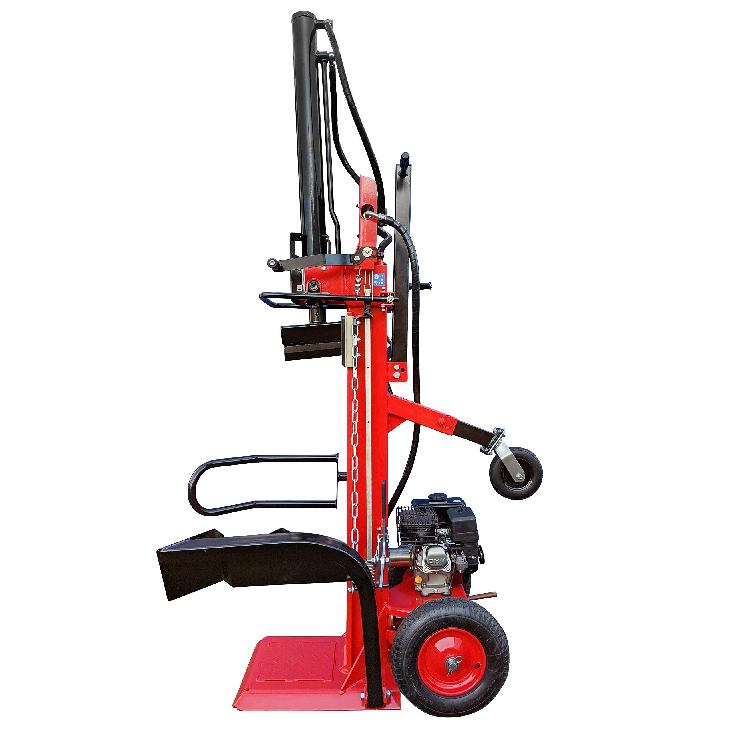 CROSSFER Holzspalter LS22T-G10.0/22 Tonnen Spaltkraft / 110 cm Spaltlänge/Benzinmotor 10 PS 4 Takt OHV luftgekühlt / 2 Hand Bedienung/große Luftbereifung/hohe Spaltkraft