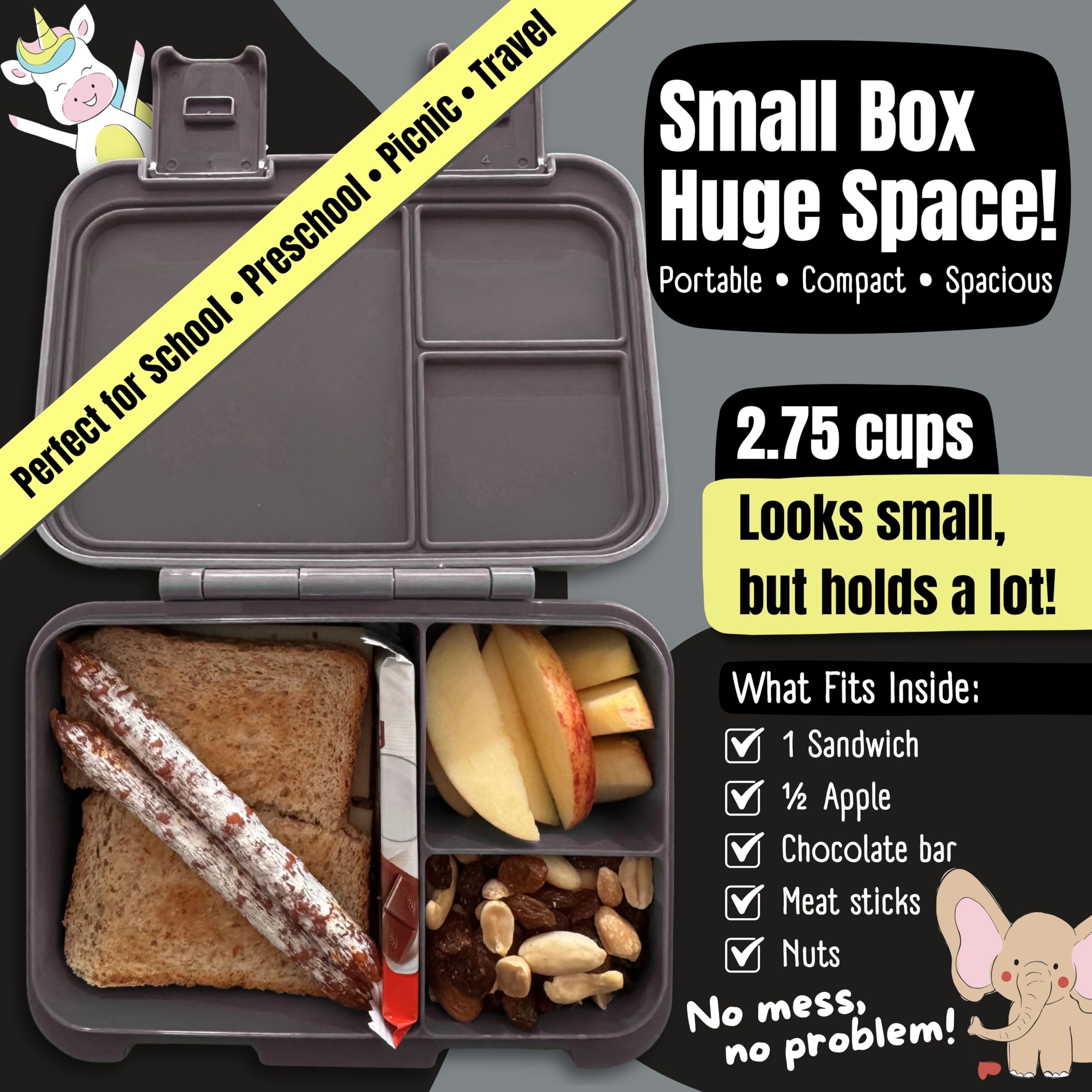 BEARFOOT Bento Box Compact BPA-Free Children's Lunch Box for School & Nursery - Image 3
