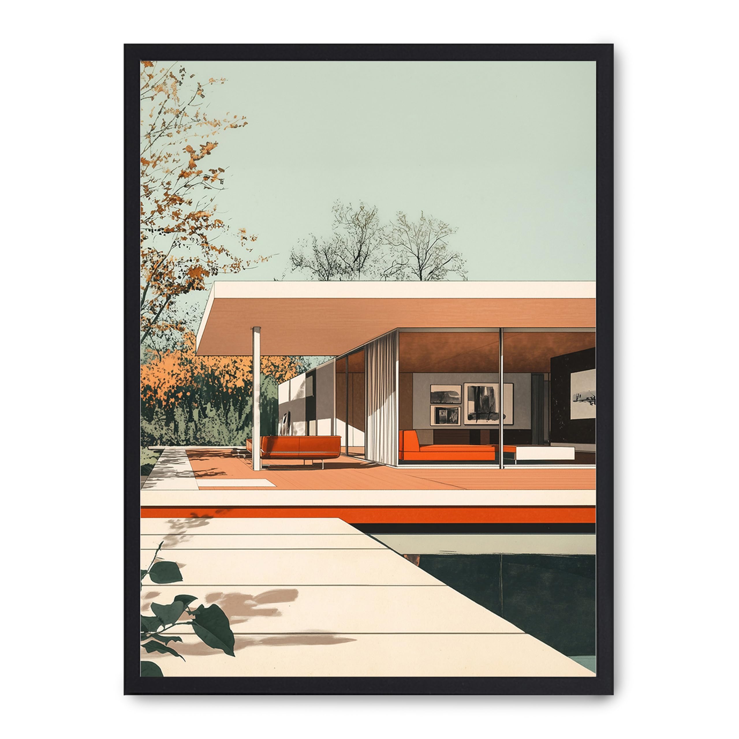 Cuadro Glass House Reflection – Marco Negro 50x70 cm