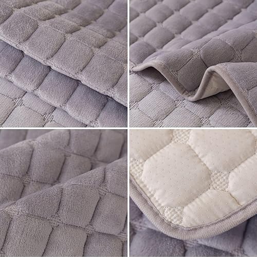 Miniatura 7 de Funda de sofá de franela mullida para perros, lavable y antideslizante, funda de sofá modular para mascotas para sofá de 3 cojines, respaldo y