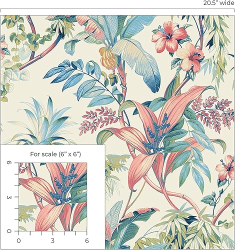 Vista 13 de Tommy Bahama - Papel tapiz para despegar y pegar, papel tapiz tropical para dormitorio, tocador, cocina, vinilo, cobertura de 30.75 pies cuadrados