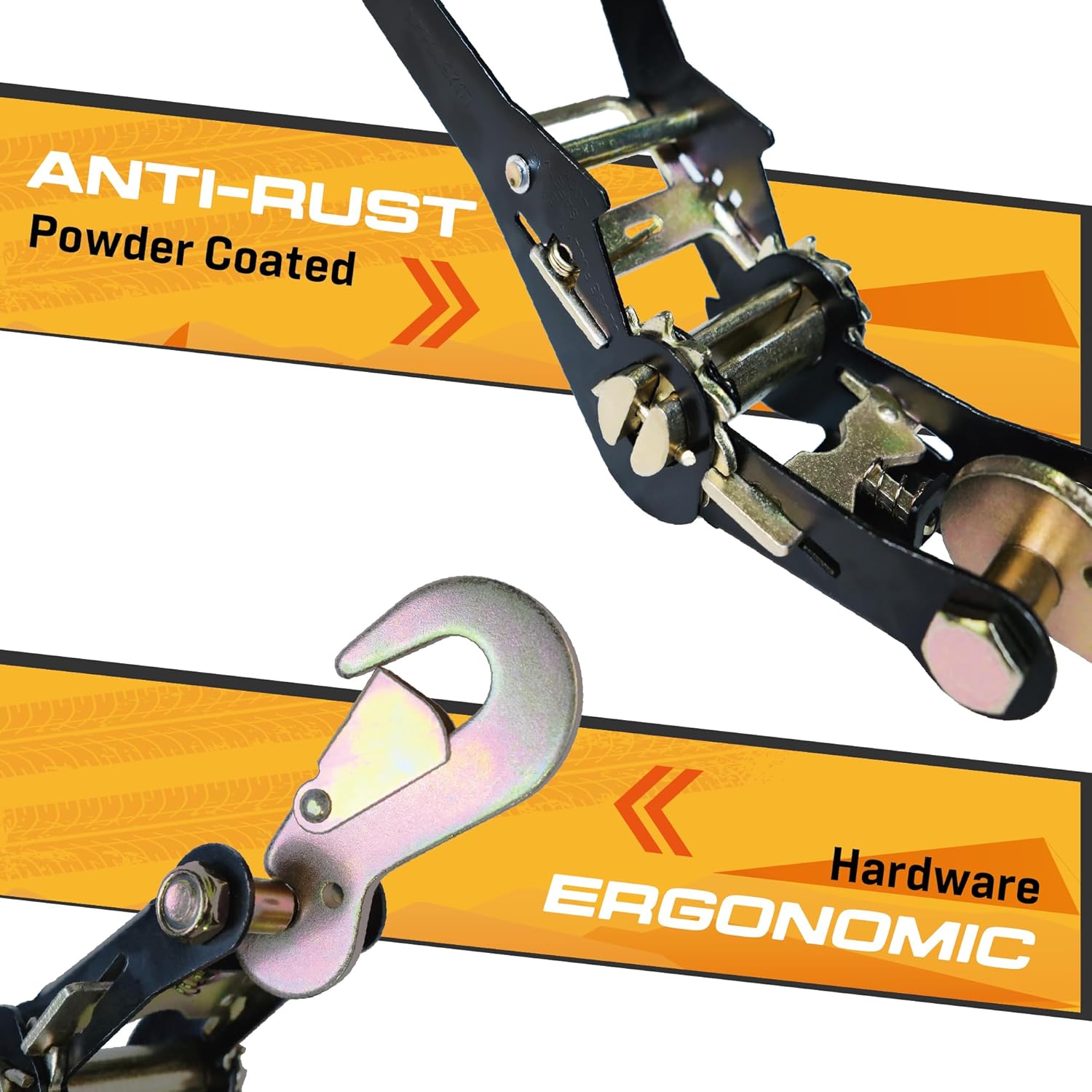 KODIAK STRAPS Adjustable Vehicle Tire Tie Down Straps Kit– 4pk Heavy Duty Tire Straps with Snap Hooks 10,000 lbs. Working Load 3333 lbs. Lasso 4 x Tow Strap Kit for Car, Truck, ATV Towing Accessories