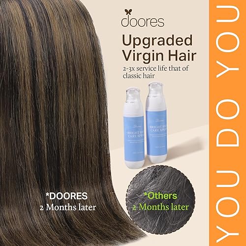 Miniatura 4 de Doores - Extensiones de cabello con clip estilo ombre (color degradado), extensiones de cabello natural, lacio y grueso