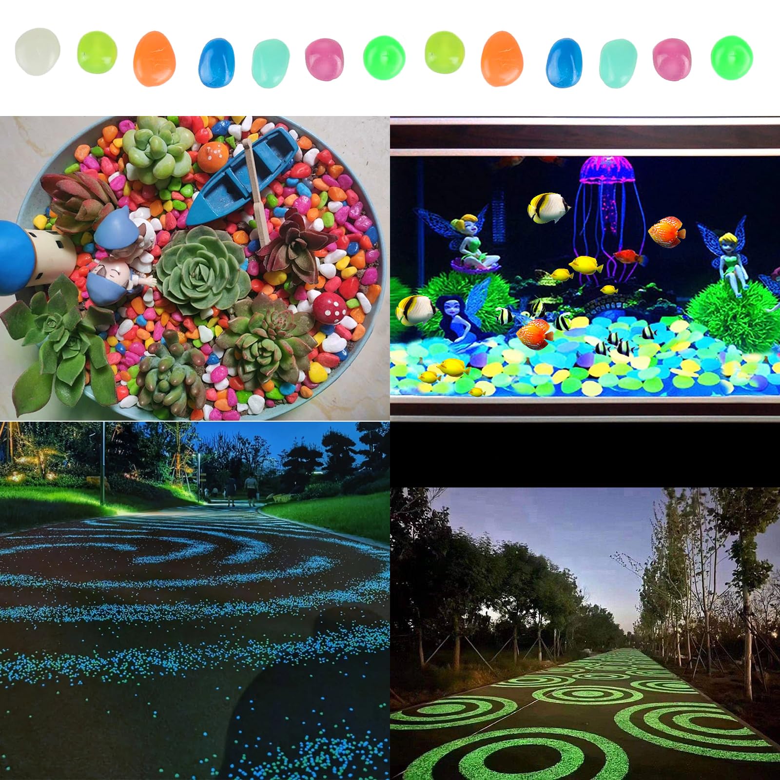 500 Pezzi Multicolori Che Si Illuminano al Buio Rocce Pietre Luminosi Sassi da Giardino, Ciottoli Luminosi, Ciottoli luminescenti, Pietre Fluorescent per Acquario, Giardino, Passerelle