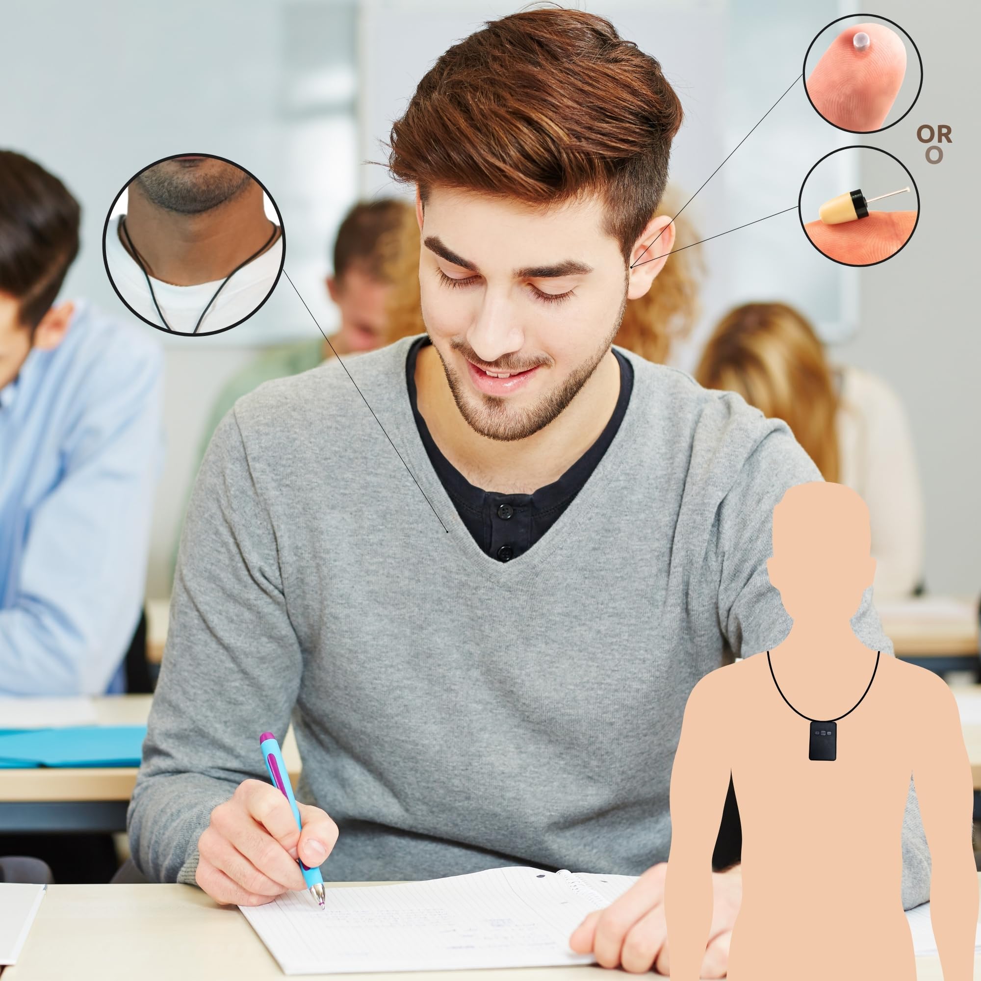 PingaOculto Pinganillo Examenes gsm Oculto Iman Mini Invisible para SIM con Microfono - Auriculares Invisibles Espia Inalambrico para Copiar en Examen (Pinganillo Imán V7 + VIP Pro Supermini)