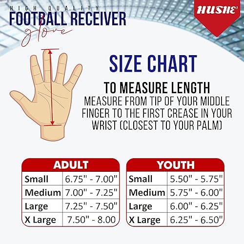 Miniatura 6 de Guantes de fútbol con bandera estadounidense, guantes receptores de fútbol para hombres, guantes de receptor de fútbol con agarre de silicona,