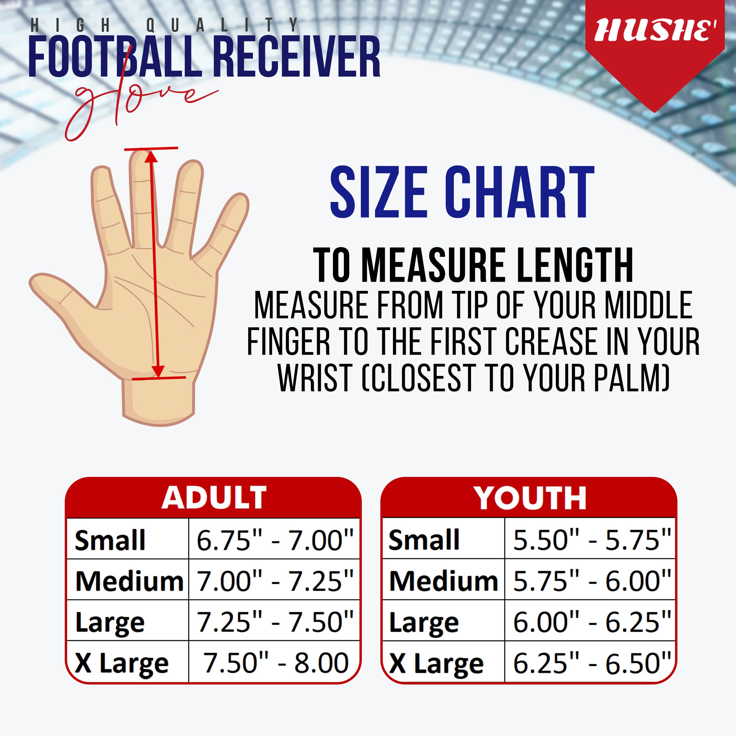 Hushe' Gants de football avec drapeau américain – Gants de receveur de football avec drapeau américain – Gants de réception de football pour adultes, jeunes et adultes.