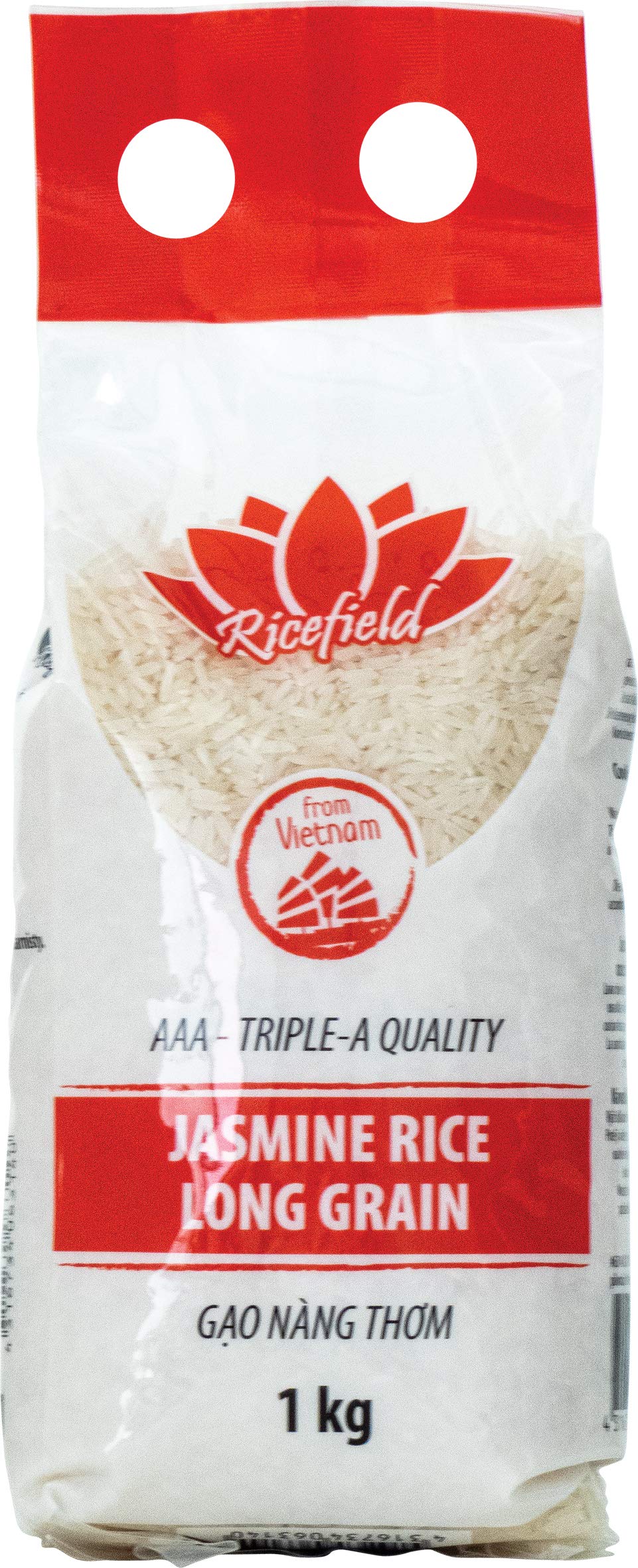 Ricefield Arroz Jazmín 100%, grano largo, 1 x 1 kg