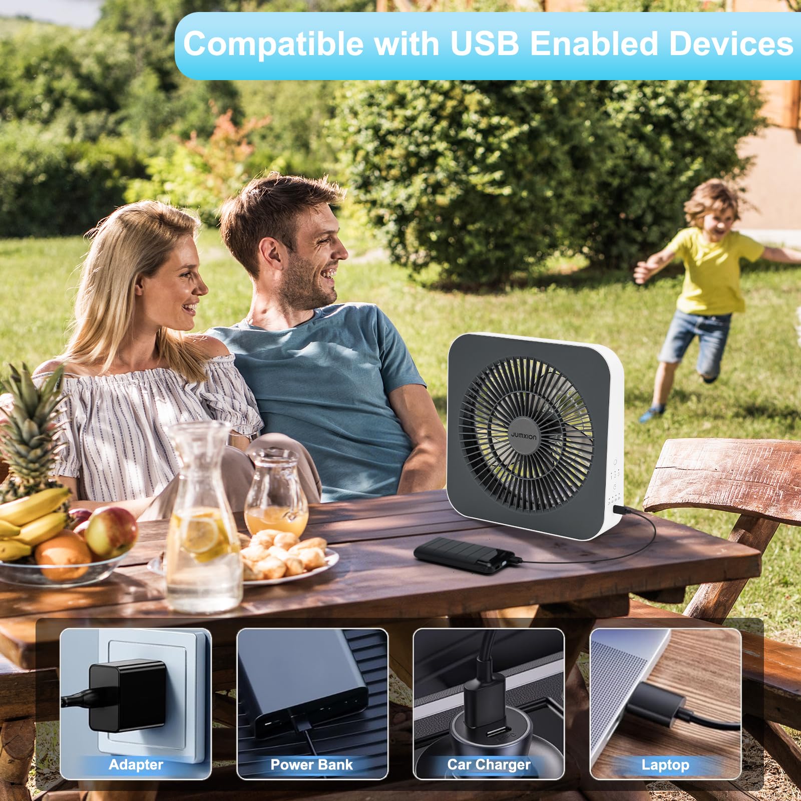Ventilador de 10 pulgadas, ventilador de caja pequeña con 3 velocidades, ventilador de ventana silencioso alimentado por adaptador de CC para dormitorio, oficina, cocina, hogar, apartamento, caravana 5