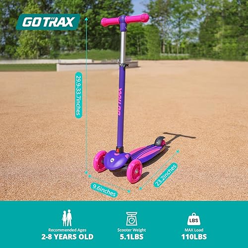 Vista 15 de Gotrax KS1 - Patinete para niños, ruedas con luz LED y 3 manillares de altura ajustable, plataforma antideslizante inclinada para dirigir y ampliar