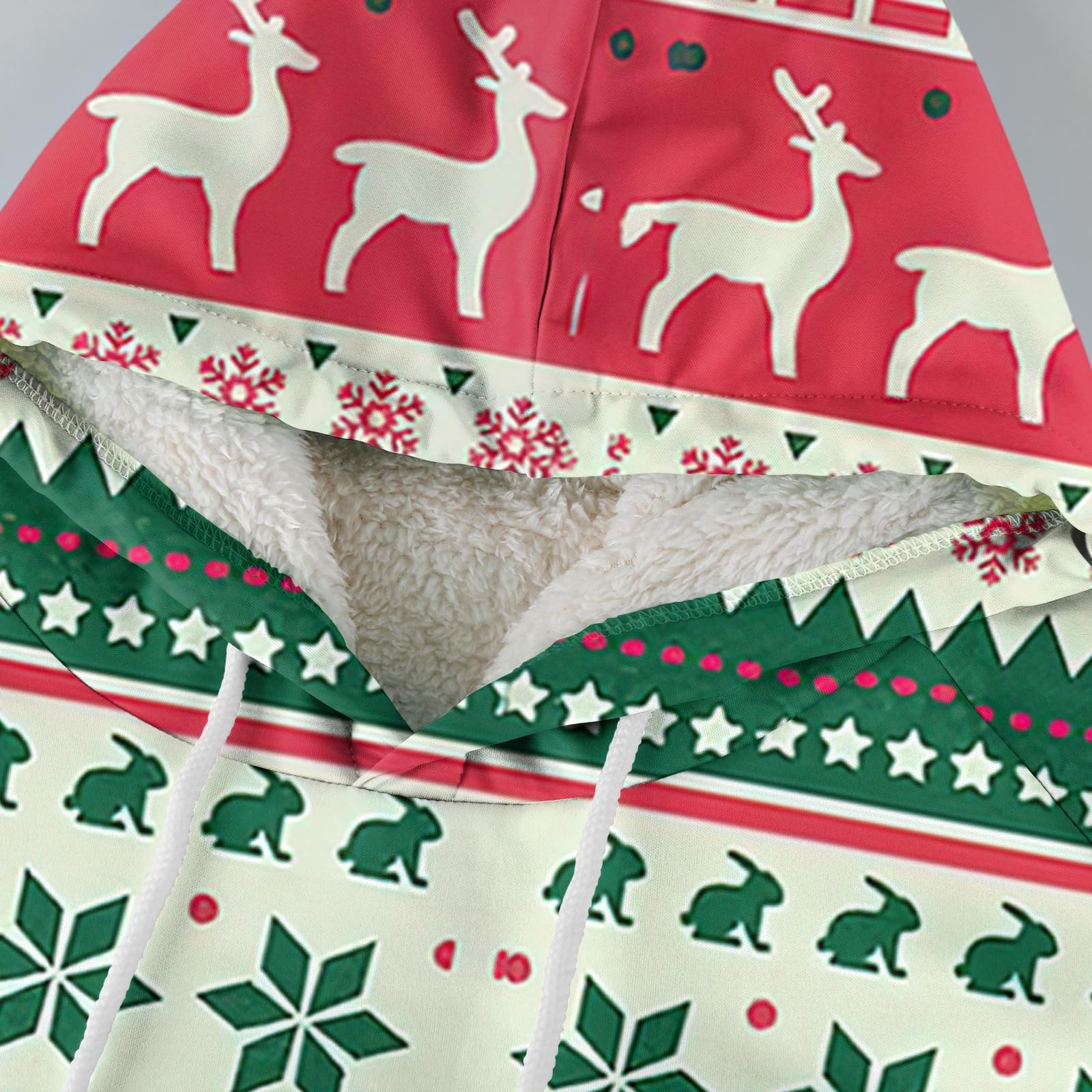 Sudaderas con capucha de Navidad forradas de forro polar para hombre divertido árbol de Navidad reno sudadera tallas grandes vestidos navideños tops de manga larga cálido jersey sherpa novedad traje