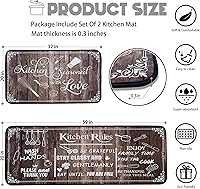 Vista 8 de Alfombras de Cocina Marrón, Alfombras de Microfibra Antideslizantes y Lavables para el Piso de la Cocina, Juego de 2 Piezas de Alfombras Decorativas