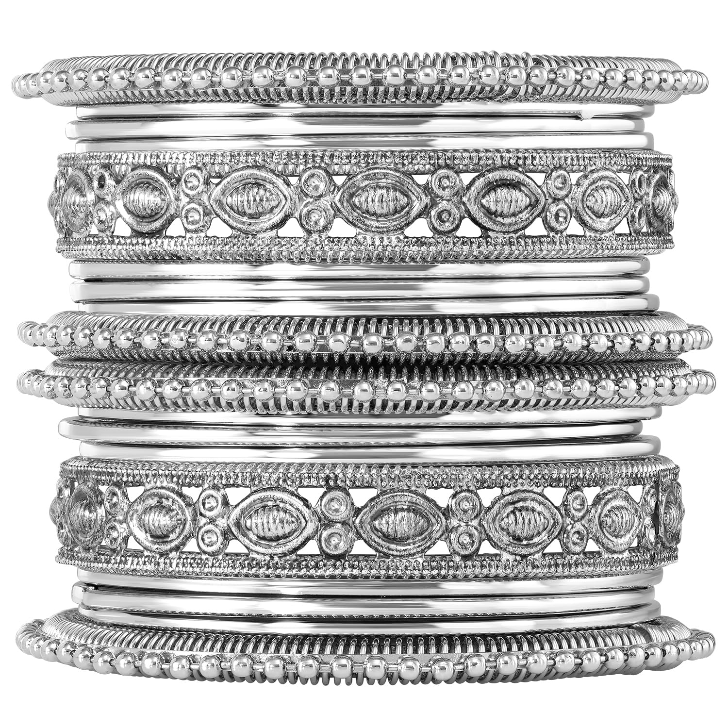 Peora Traditional Silver Plated 2.8 inch Metal Bangles Ethnic Stylish Fancy Fashion Jewellery Navratri Gift for Women (Set of 1) (B0CJ9HL6YS) Amazon Price History, Amazon Price Tracker