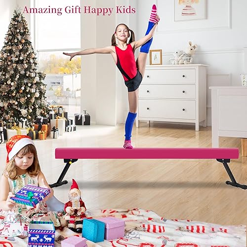 Miniatura 7 de EL&ITWings Viga de equilibrio de gimnasia de 6 pies, viga ajustable de piso de nivel alto y bajo, altamente estable, equipo de entrenamiento de