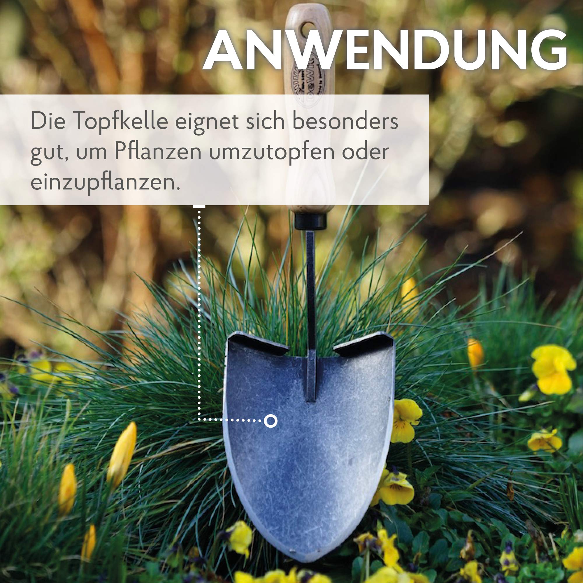 DeWit Topfkelle Welldone 34 cm Profi Blumenschaufel Borstahl FSC Handschaufel Garten-Schaufel Made in Holland
