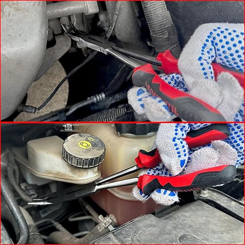 Miniatura 3 de Alicates de pivote doble de 13 pulgadas, alicates de doble junta doblada de punta larga de doble material con mandíbula dentada Alicates de acción