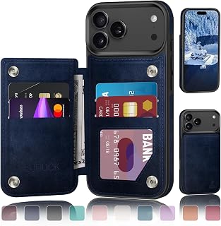 DJDUCK Designed for iPhone 17 Pro Max Case Wallet with Card Holder, [Magnetic Clasp Cover] [RFID Blocking Leather Protection] Shockproof Women Men Cases 6.9 Inch for Apple 17 ProMax Dark Blue