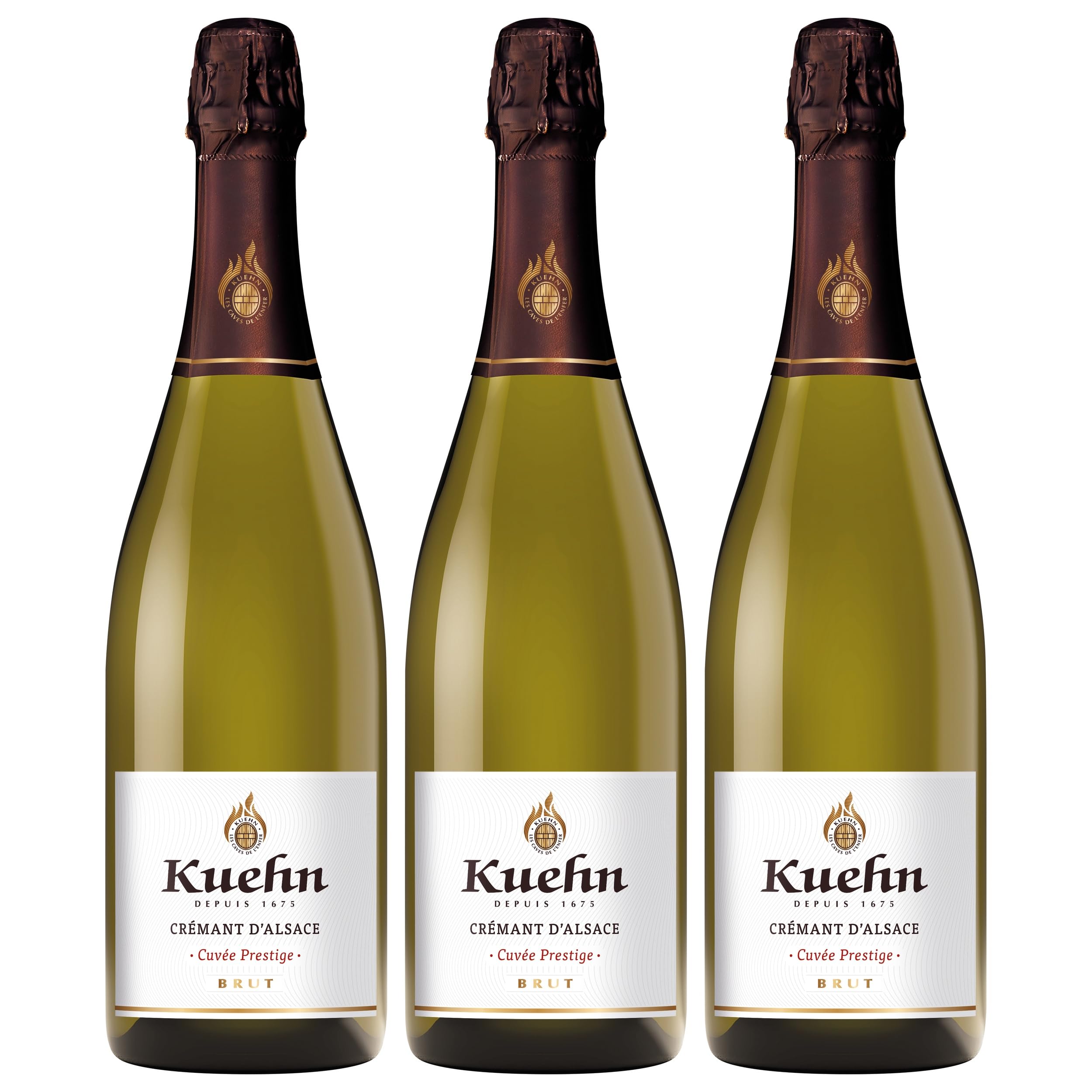 Maison Kuehn Crémant Brut Prestige Sekt Weiss Frankreich inkl. FeinWert E-Book (3 x 0.75 l)
