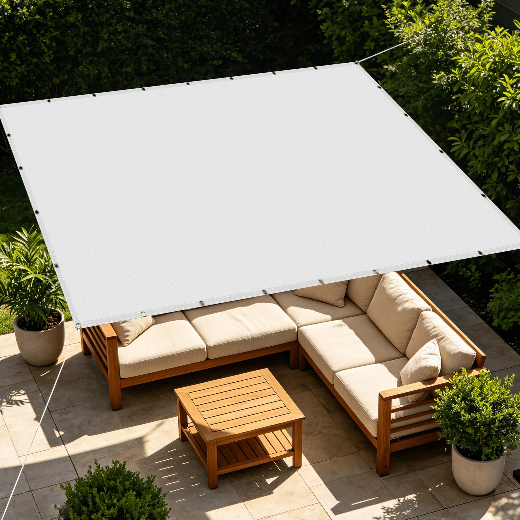 Voiles ombrages rectangulaires extérieurs blancs 2x7.5m anti-UV balcon