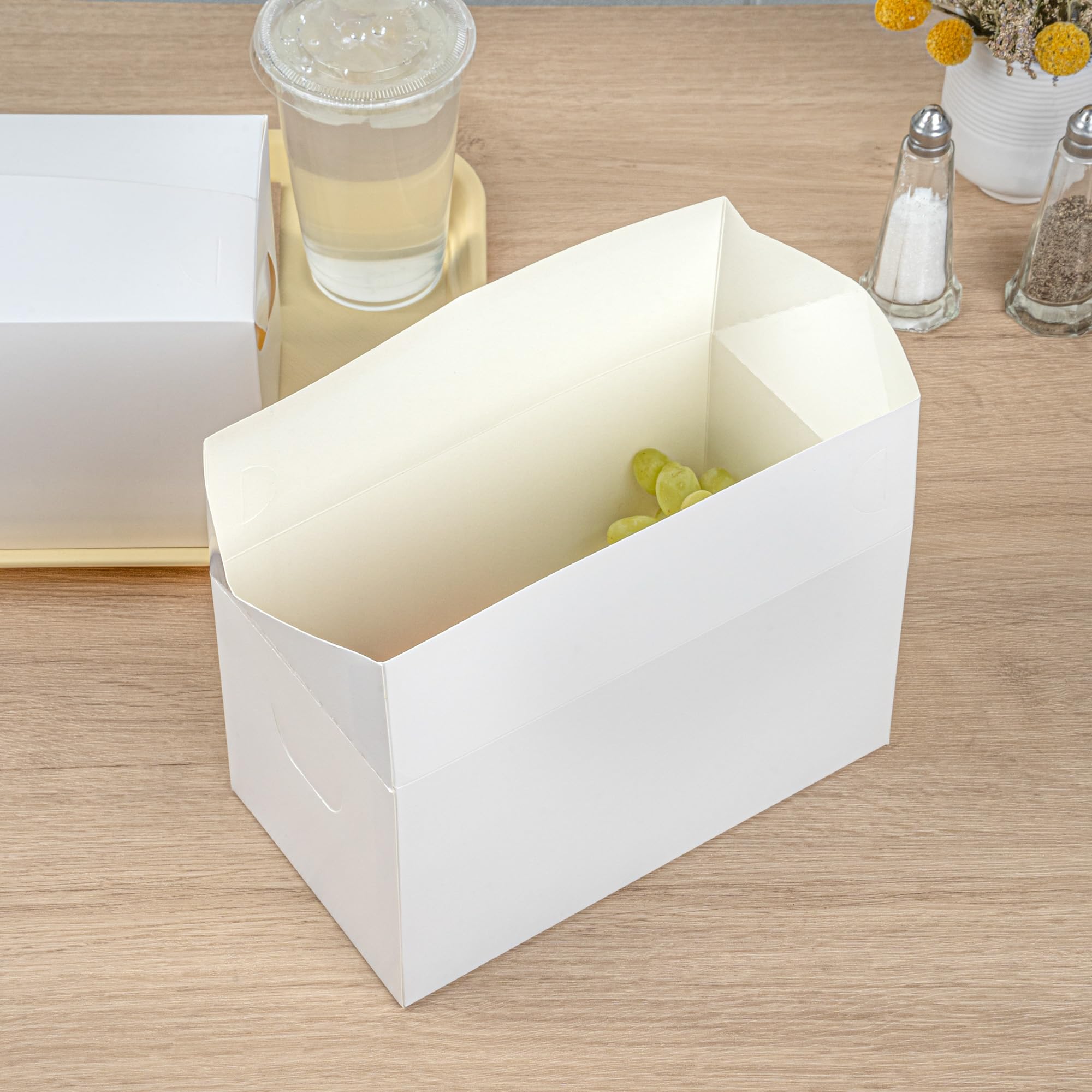 Bio Tek - Cajas para llevar de 80 onzas, 100 recipientes rectangulares para alimentos, cierre superior rápido, desechables, contenedores de papel blanco, a prueba de grasa, para hamburguesas o pollos