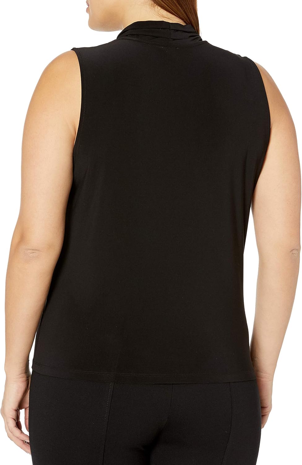 Anne Klein Womens Plus Size Solid Triple Pleat Neck BlouseBlouse - Image 2