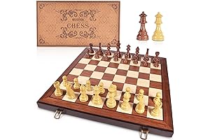 AMERIOUS 20'' x 20'' Wooden Chess Set with High Polymer Weighted Metal Chess Pieces