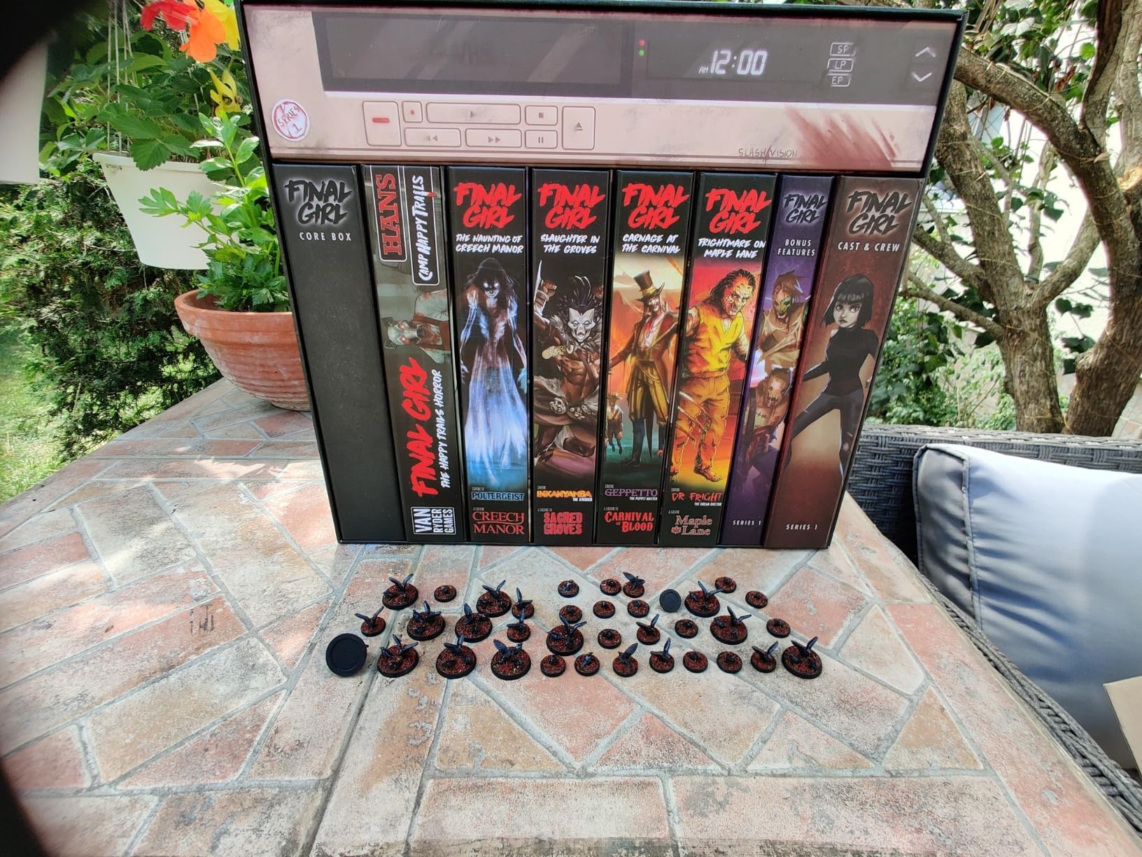 War World Gaming Basen-Set Für Miniaturen – 5x 40 Mm Quadratisch, Mit Landschaftsmaterial